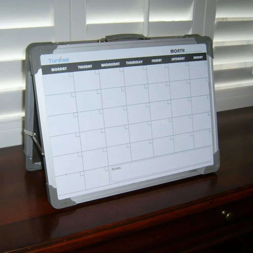 Dry Eraser Monthly Calendar & White Board, Double-Sided w/Handle
